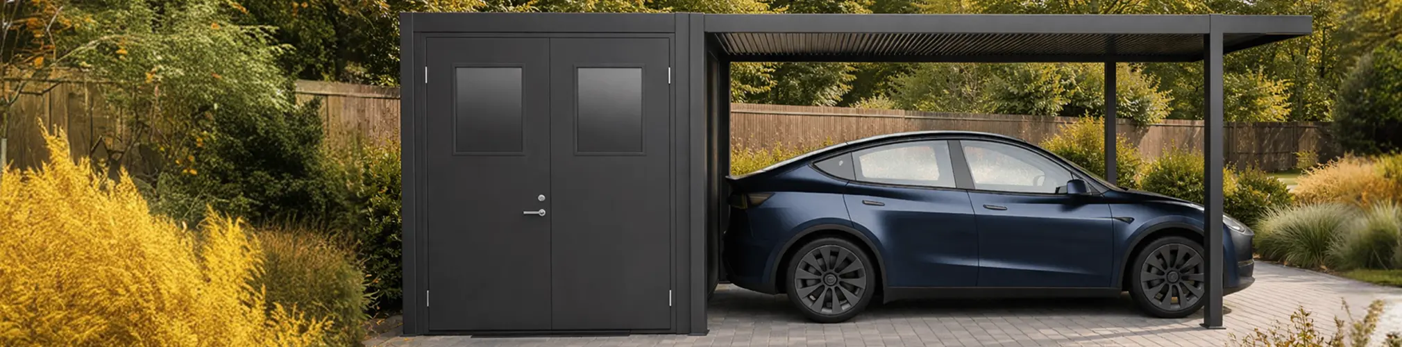 Automobilio stoginė ir pergolos konstrukcija