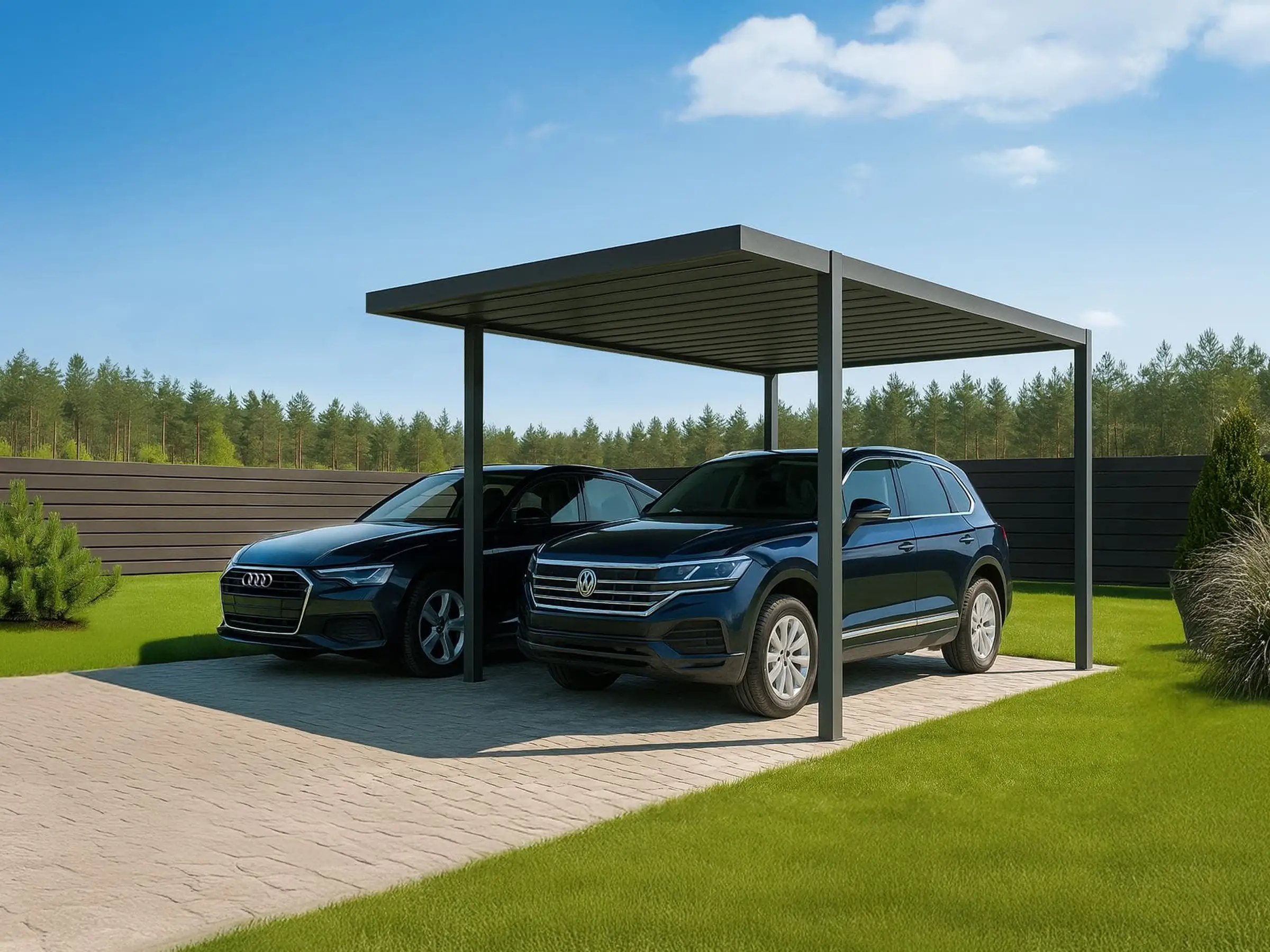 Antracito spalvos aliuminio automobilio stoginė